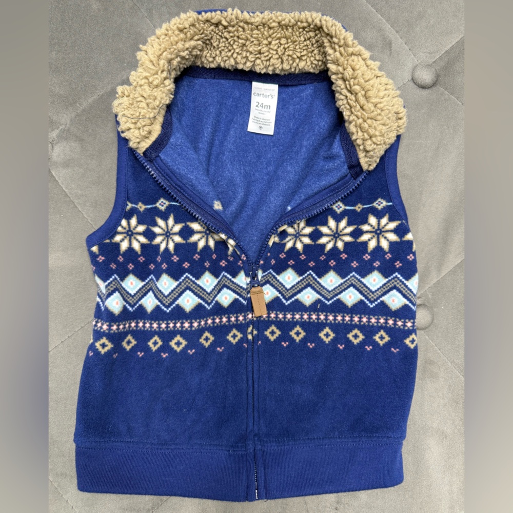 Carter's Blue Fleece Vest with Snowflake Design